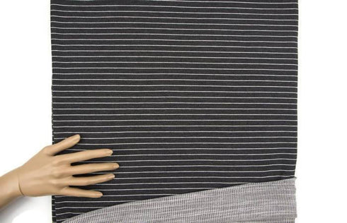 Gray and Off White Stripe Double Face Knit Fabric by the yard Extra Wide STK00217R